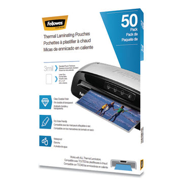 Fellowes® Thermal Laminating Pouches, 3 Mil, 9" X 11.5", Matte Clear, 50-pack freeshipping - TVN Wholesale